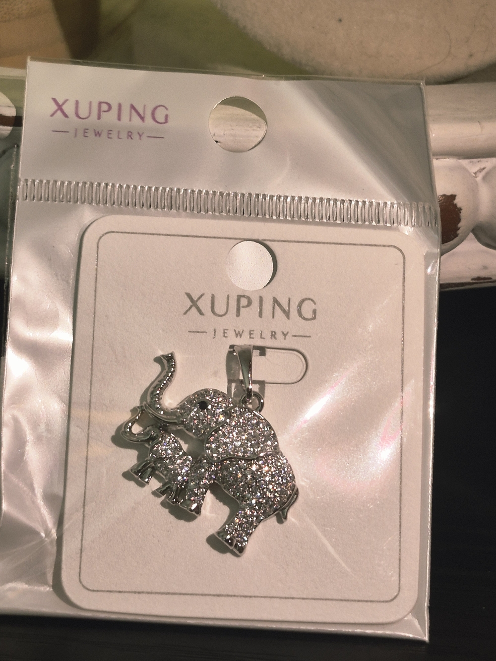 Silver Sparkling Elephant Pendant